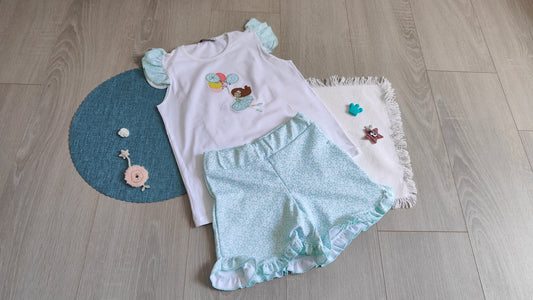 Conjunto Niña con globos y pantalon vuelo